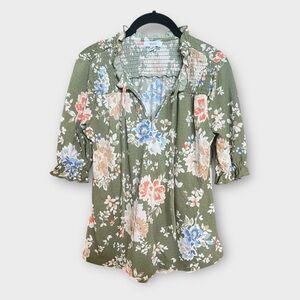 nüco floral smocked blouse